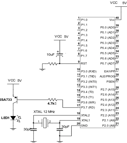 Gambar  3.1.4   Rangkaian mikrokontroller AT89S51 