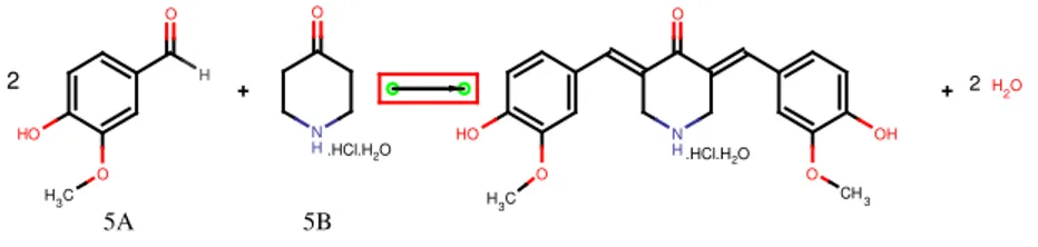 Gambar 5. Reaksi Sintesis Analog Kurkumin 3,5-bis-(4 -hidroksi-3 -metoksi- -metoksi-benzilidin)-piperidin-4-on monohidrat hidroklorida 