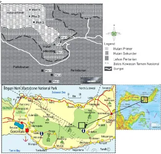 Gambar 1. Peta lokasi penelitian di Taman Nasional Bogani Nani Wartabone.