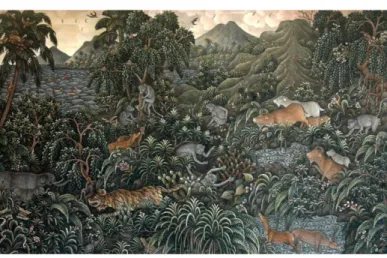 Gambar 1. Wayan Taweng, 2016, Harmoni, 51 x 33 cm, akrilik pada kertas    (Sumber: koleksi Titian Gallery, Ubud)