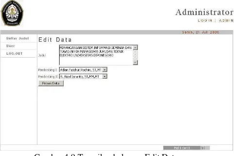Gambar 4.7 Pemasukkan data admin yang sesuai dengan   basisdata user 