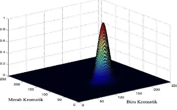 Gambar 3. Penerapan distribusi Gaussian pada penyebaran warna kulit.  