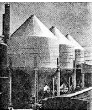 Gambar 2.6 Bejana jenis Field-ereccted dengan dasar dan atap berbentuk  kerucut, yang mempunyai diameter hingga 30 ft