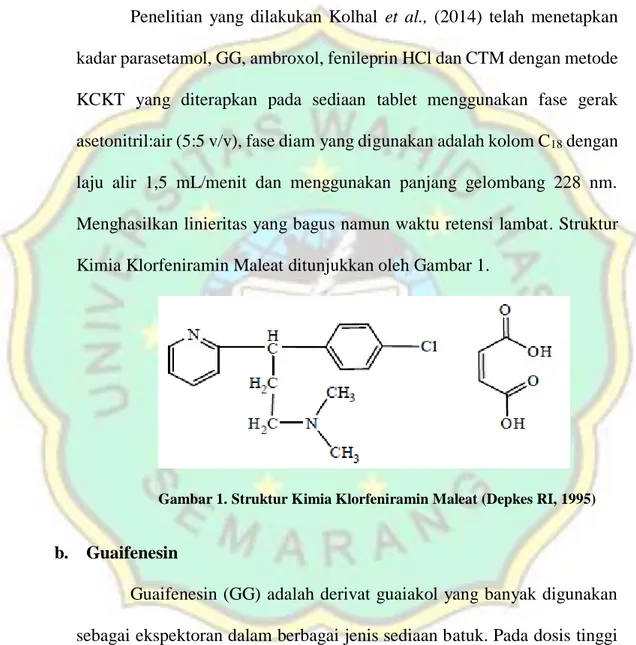 Gambar 1. Struktur Kimia Klorfeniramin Maleat (Depkes RI, 1995) 