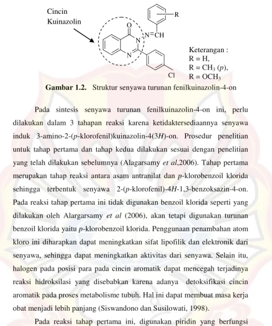 Gambar 1.2.   Struktur senyawa turunan fenilkuinazolin-4-on 