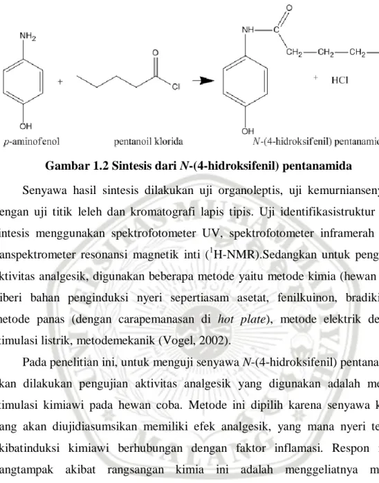 Gambar 1.2 Sintesis dari N-(4-hidroksifenil) pentanamida 