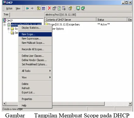 Gambar      Tampilan Membuat Scope pada DHCP 