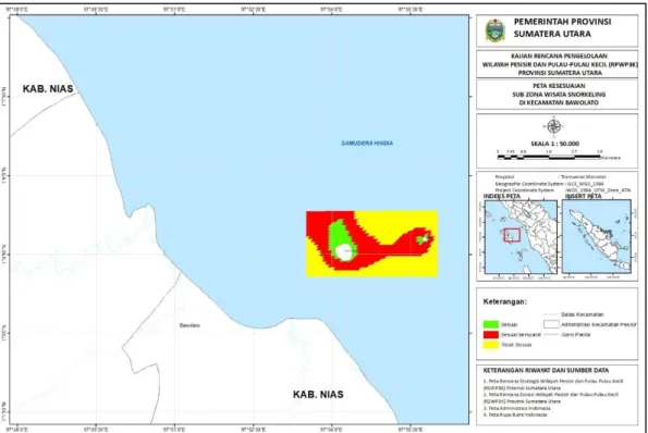 Gambar  4.  Peta  Kesesuaian  Wisata  Snorkeling  di  Kec.  Bawolato,    Kab. 