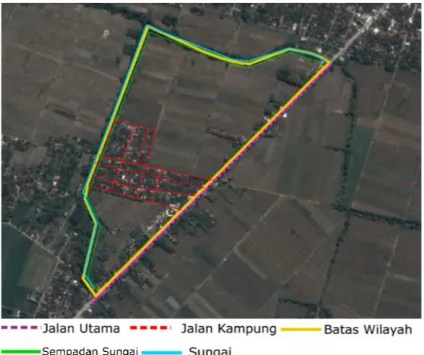 Gambar 1. Peta Kampung Kenteng  Sumber: google earth (2015)  2. METODE PEMBAHASAN