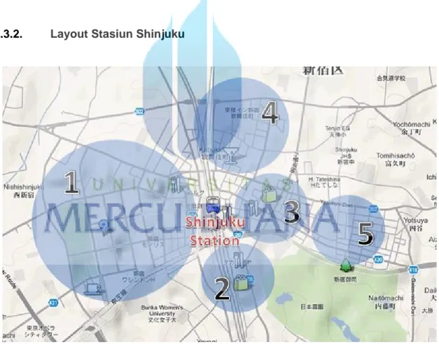 Gambar 6.  Peta stasiun Shinjuku