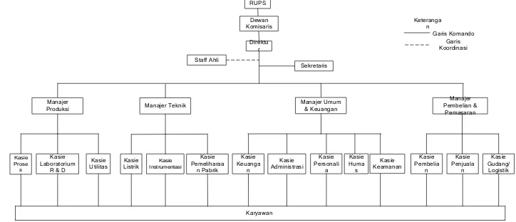 Gambar 9.1  Struktur Organisasi Pabrik Pembuatan Silikon Karbida dan Pasir Silika