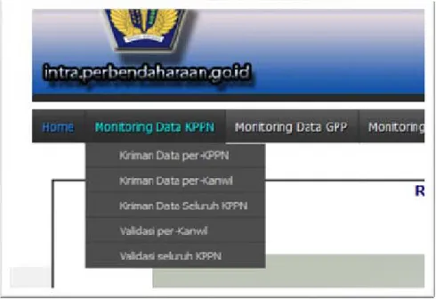 Gambar 8 Menu “Monitoring Data KPPN” yang tampil di halaman awal intranet. 