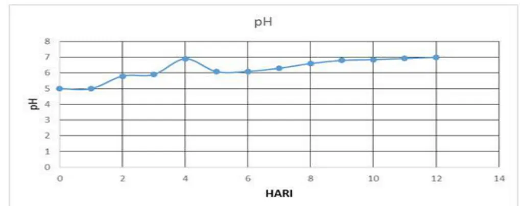 Gambar 5. Grafik  Peningkatan pH  selama 12 hari (10% Sludge) 