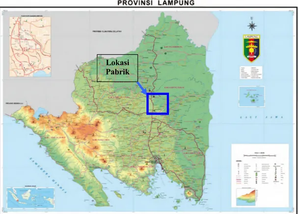 Gambar  7.1  menunjukkan  peta  daerah  Lampung  Tengah,  dimana  akan  direncanakan pendirian pabrik Dekstrosa.