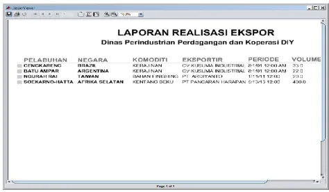 Gambar 4.18 Form Laporan Realisasi Ekspor  4.2   Pengujian Sistem 