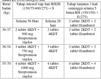 Tabel 2.3 Dosis kategori dua 
