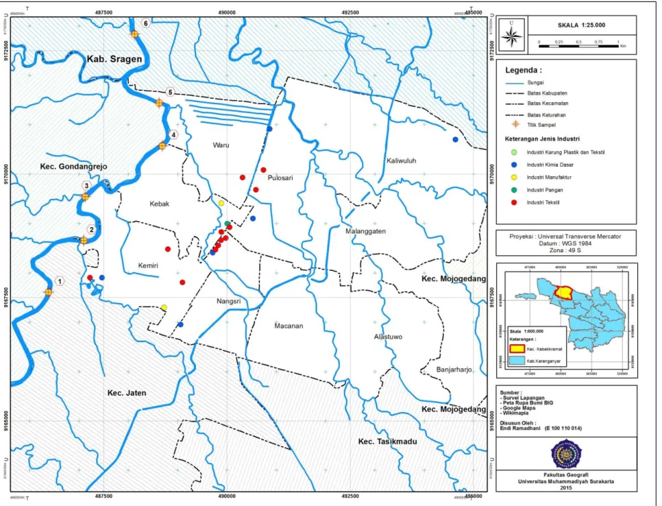 Gambar 1.2. Peta Lokasi Pengambilan Sampel Kualitas Air Sungai Bengawan Solo 