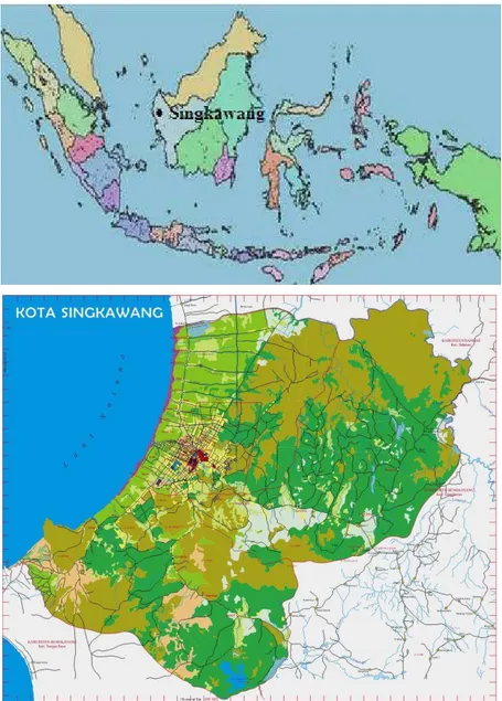 Gambar 4.1 Kota Singkawan dalam peta wilayah Republik Indonesia 