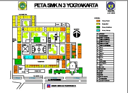 Gambar 2. Peta SMK N 3 Yogyakarta   2.  Kondisi Non Fisik Sekolah 