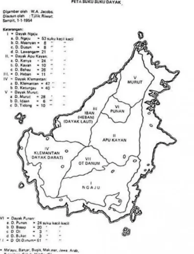 Gambar 2.1  Peta Suku Dayak 
