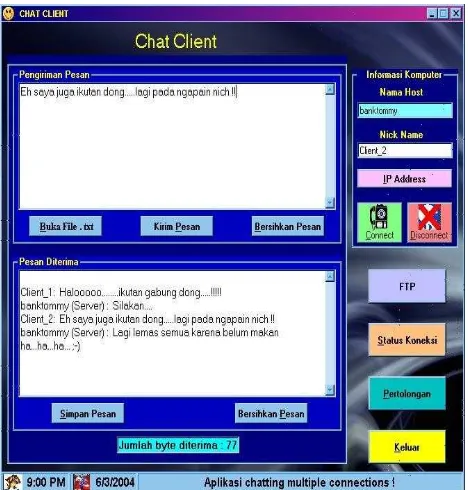 Gambar 4.10 Tampilan hasil chatting pada server 