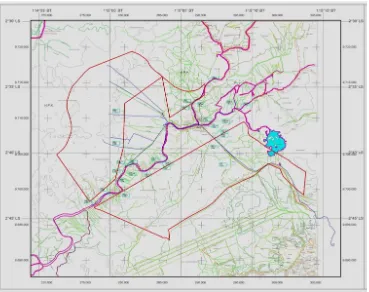 Gambar 1. Daerah studi Sungai Nagara dan lokasi daerah rencana perkebunan  