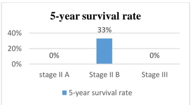 Gambar 4. Diagram distribusi 5-year  survival rate berdasarkan staging 