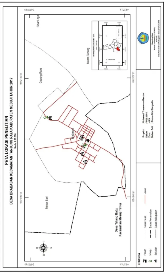 Gambar 1.   Peta Administrasi Desa Brabasan Mesuji Tahun 2018.
