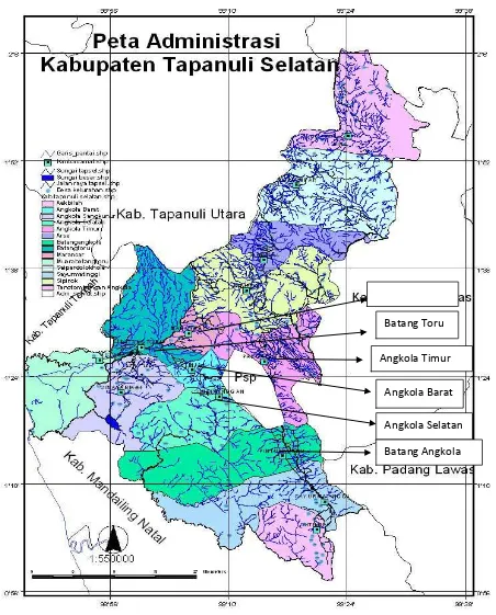 Gambar 2. Lokasi Penelitian Pada Beberapa Kecamatan Di Tapanuli Selatan 