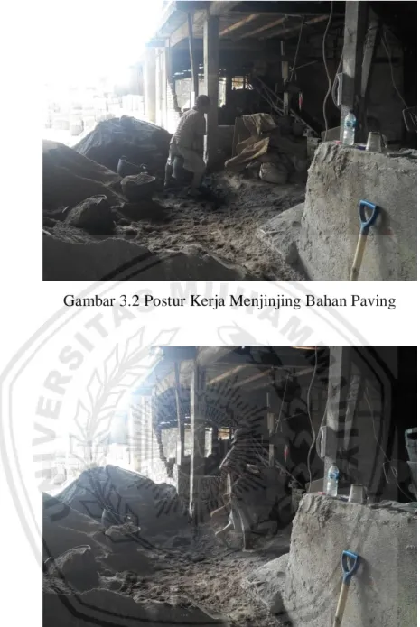 Gambar 3.2 Postur Kerja Menjinjing Bahan Paving 