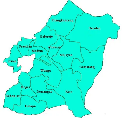 Gambar 1: Peta Administrasi Wilayah Kab. Madiun 