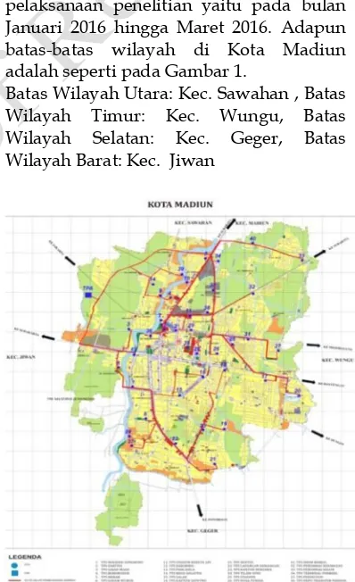 Gambar 1. Peta Lokasi Penelitian(Sumber: Bappeda Kota Madiun, 2012)