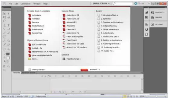 Gambar II.8. Tampilan layar pertama program Adobe Flash Pro CS6  Sumber : (Madcoms Madium; 2012: 4) 