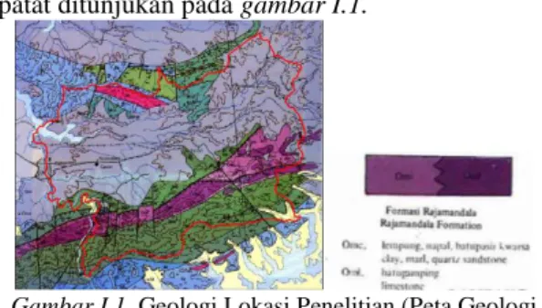 Gambar I.1. Geologi Lokasi Penelitian (Peta Geologi  Lembar Cianjur, 1972) 