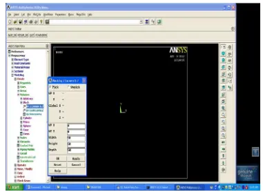 Gambar 3.22.Tampilan pembuatan gambar spesimen melalui ansys. 