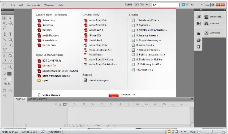 Gambar II.3. Tampilan layar pertama program Adobe Flash Pro CS.5.5  Sumber : (Madcoms Madium; 2012: 4)