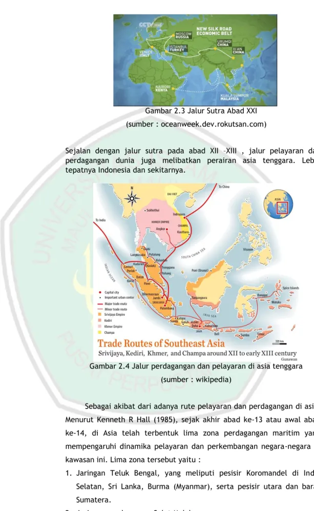 Gambar 2.4 Jalur perdagangan dan pelayaran di asia tenggara   (sumber : wikipedia) 