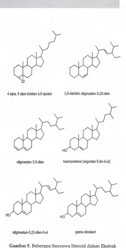 Gambar 5. Beberapa Senyawa Steroid dalam Ekstrak Etil Asetat Daun Pandan Wangi