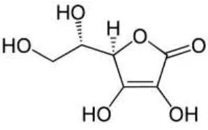 Gambar 3. Struktur molekul Vitamin C atau asam askorbat (2-oxo-L-threo-