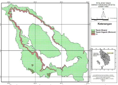 Gambar 3. Peta Jenis Tanah Daerah Tangkapan Air Danau Toba 