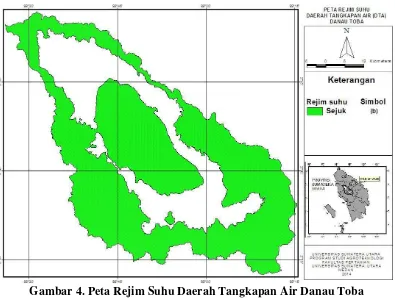 Gambar 4. Peta Rejim Suhu Daerah Tangkapan Air Danau Toba 