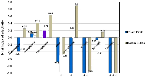Gambar 5.3. Nilai Index of Electivity pada masing-masing kolam  