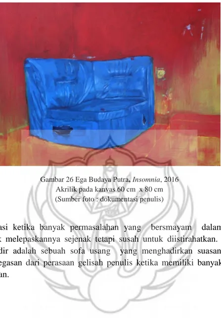 Gambar 26 Ega Budaya Putra, Insomnia, 2016  Akrilik pada kanvas 60 cm  x 80 cm  (Sumber foto : dokumentasi penulis) 