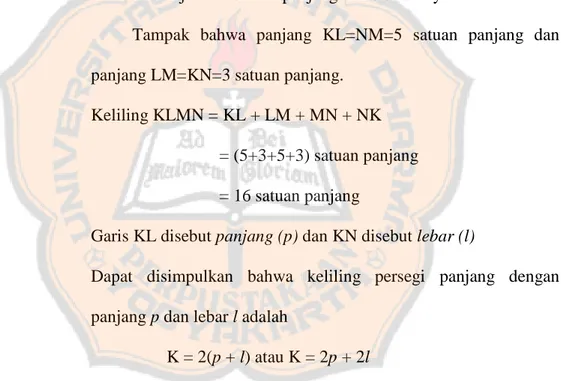Gambar di atas menunjukkan persegi panjang KLMN dengan sisi-sisinya KL, LM, MN, dan KN