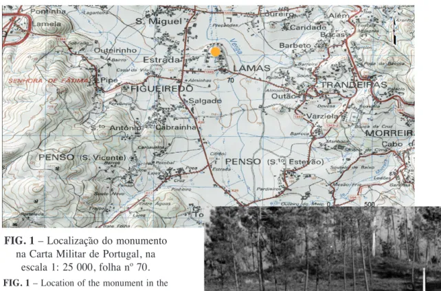 FIG. 1 – Localização do monumento  na Carta Militar de Portugal, na 