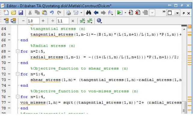 Gambar 3.7 Objective Function pada m-file MATLAB. 