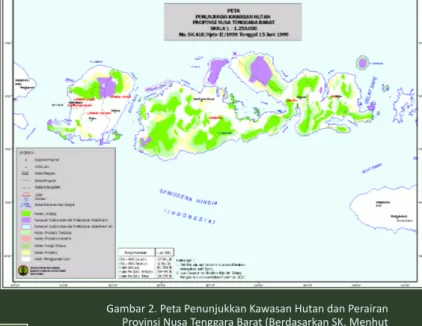 Gambar 2. Peta Penunjukkan Kawasan Hutan dan Perairan  Provinsi Nusa Tenggara Barat (Berdasarkan SK
