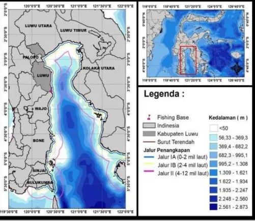 Gambar 1. Peta Lokasi penelitian dan Zona Penangkapan Ikan Sesuai dengan PERMEN KKP No
