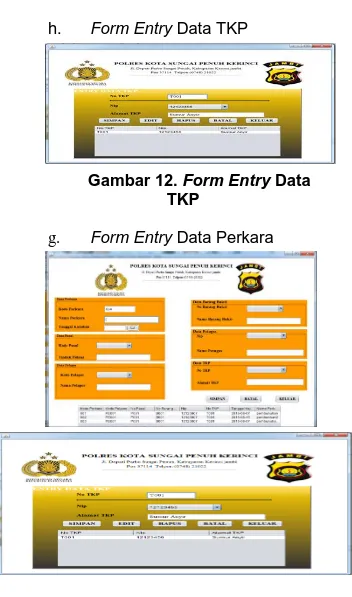 Gambar 13. Form Entry Data  Perkara 