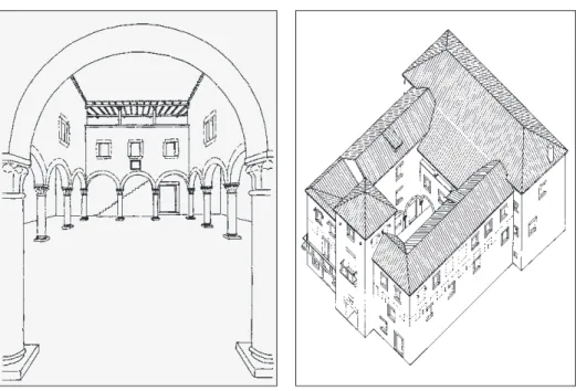 Fig. 15 Cipiko Castle, presumed appearance of the  courtyard in the 16 th  c 